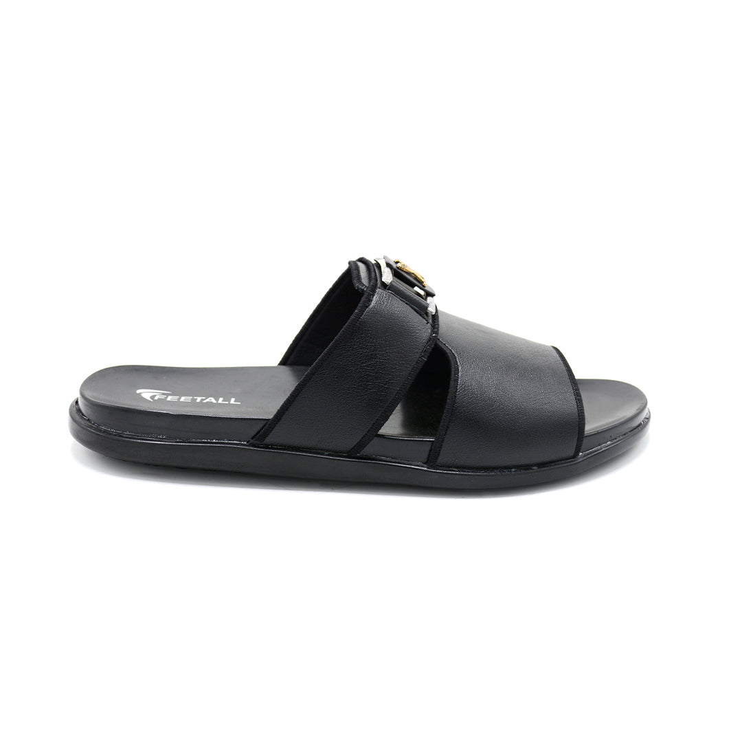 Black Open-Toe Casual Slippers