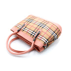 Classic Plaid Tote Bag – Beige & Pink
