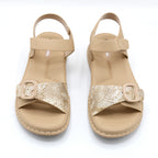 Camel Buckle Comfort Sandal with Ankle Strap