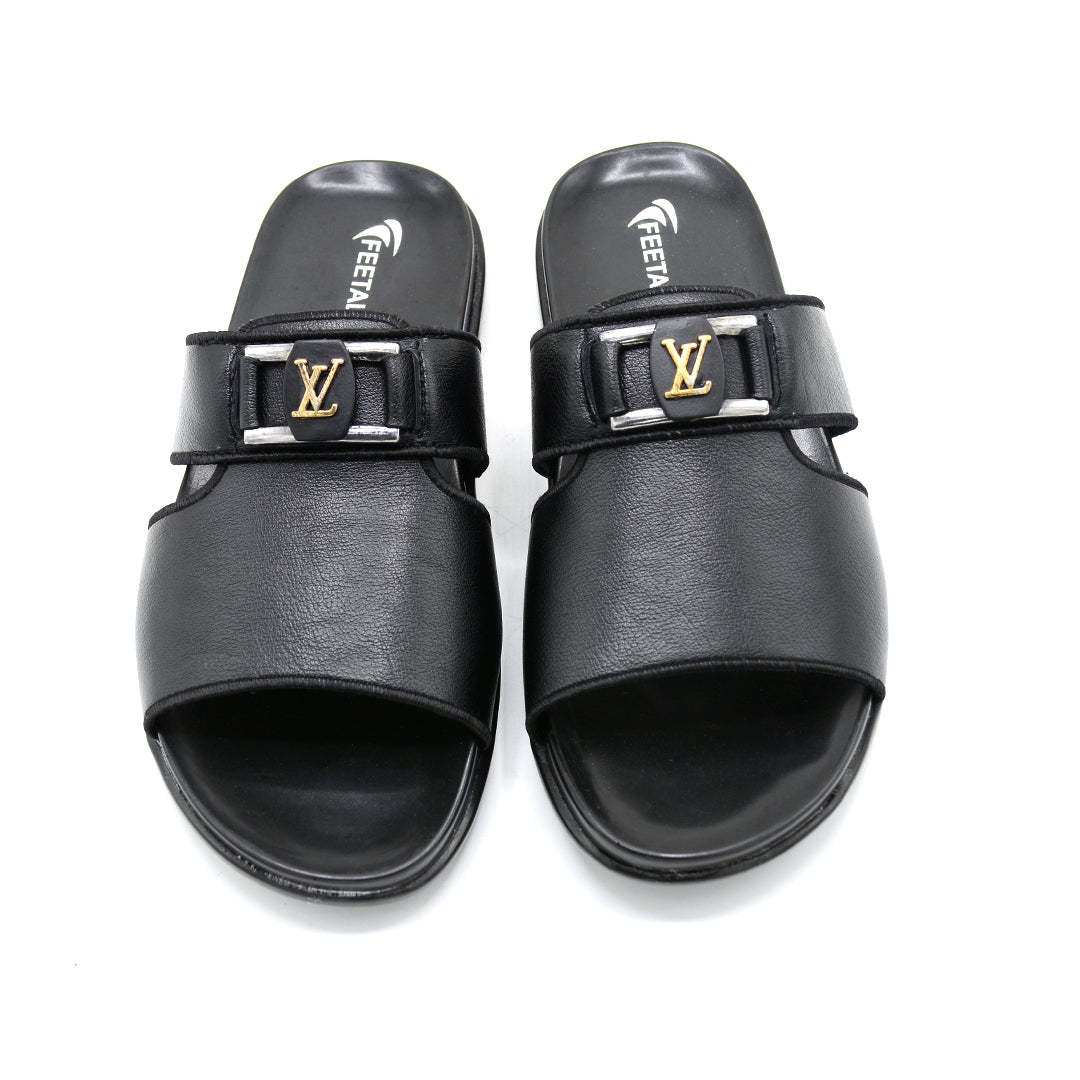 Black Open-Toe Casual Slippers