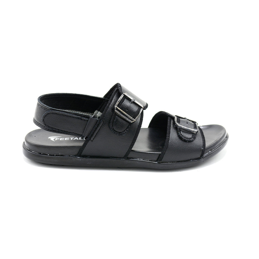 Black Double-Buckle Strap Sandals