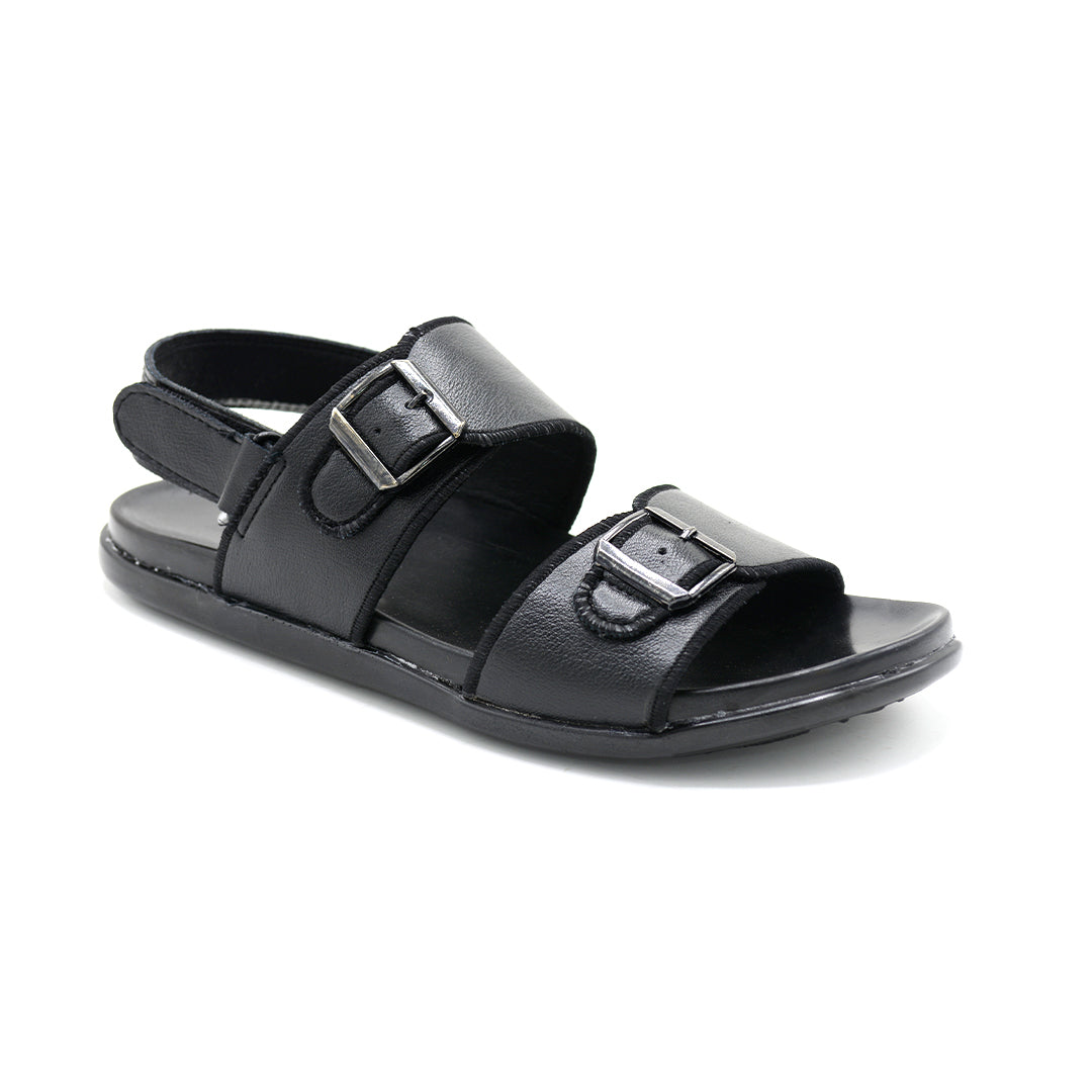 Black Double-Buckle Strap Sandals