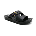 Monarch Cross-Strap Sandals with Gold Ring Detail