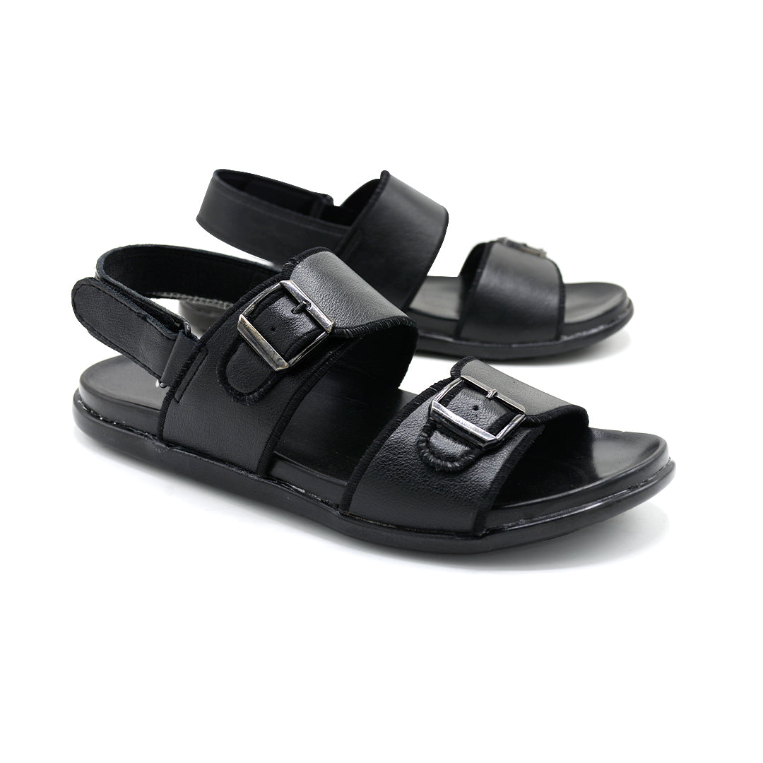 Black Double-Buckle Strap Sandals