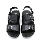Black Double-Buckle Strap Sandals