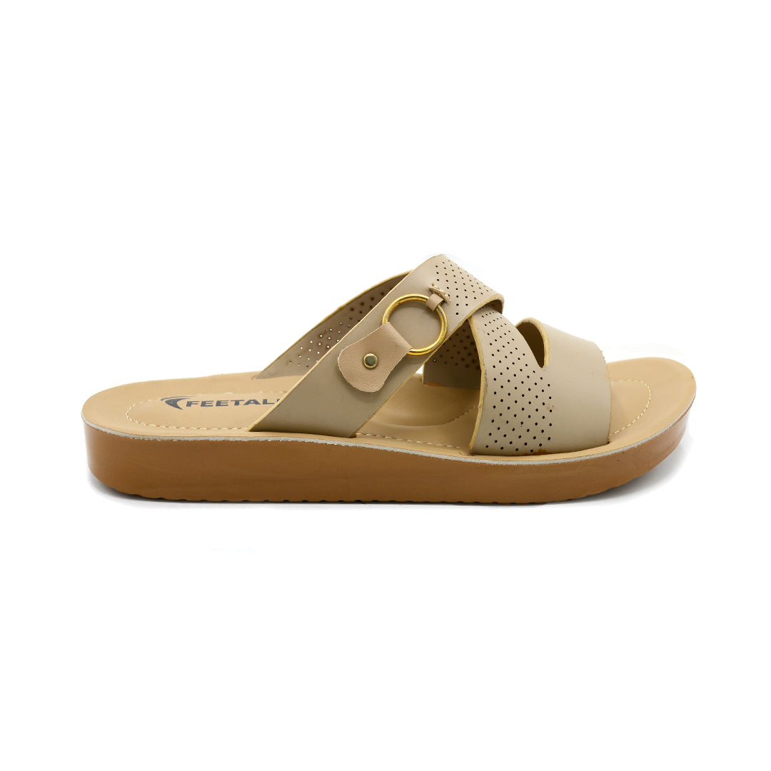 Monarch Cross-Strap Sandals with Gold Ring Detail