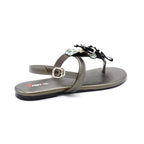 Metallic Embellished T-Strap Sandals