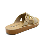 Monarch Cross-Strap Sandals with Gold Ring Detail