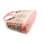 Classic Plaid Tote Bag – Beige & Pink