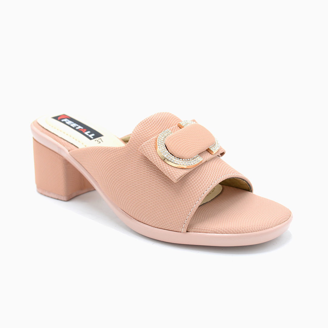 Buckle Detail Block Heel Slides