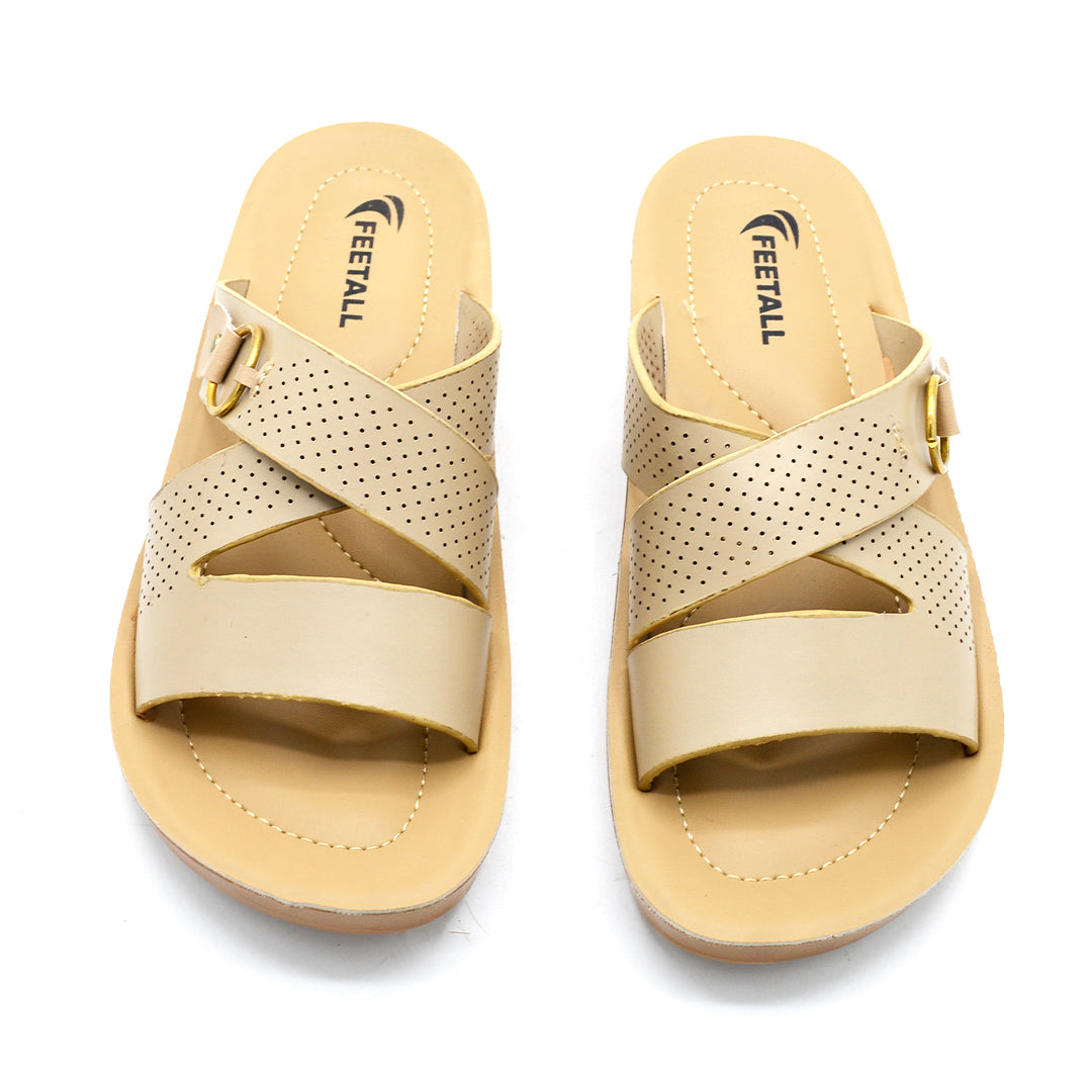 Monarch Cross-Strap Sandals with Gold Ring Detail