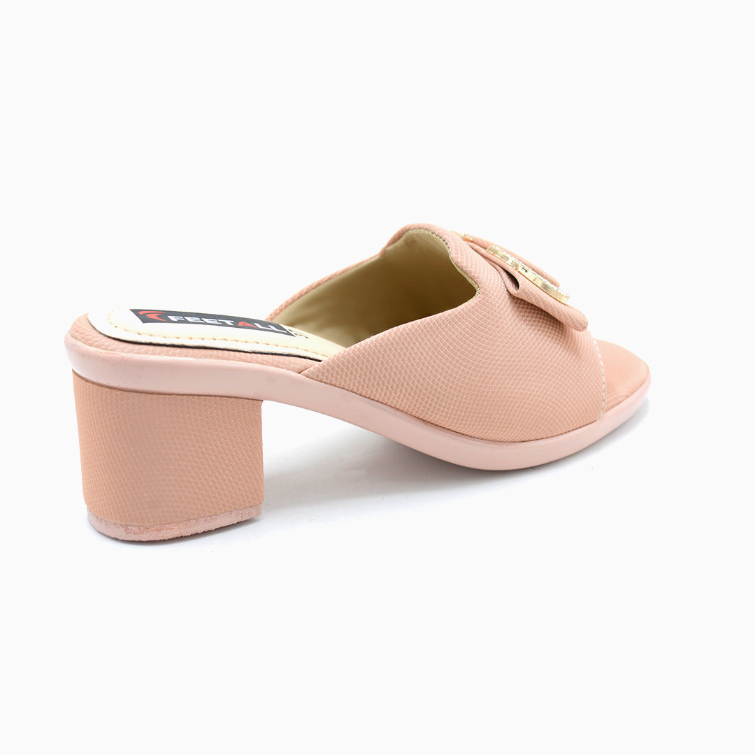 Buckle Detail Block Heel Slides