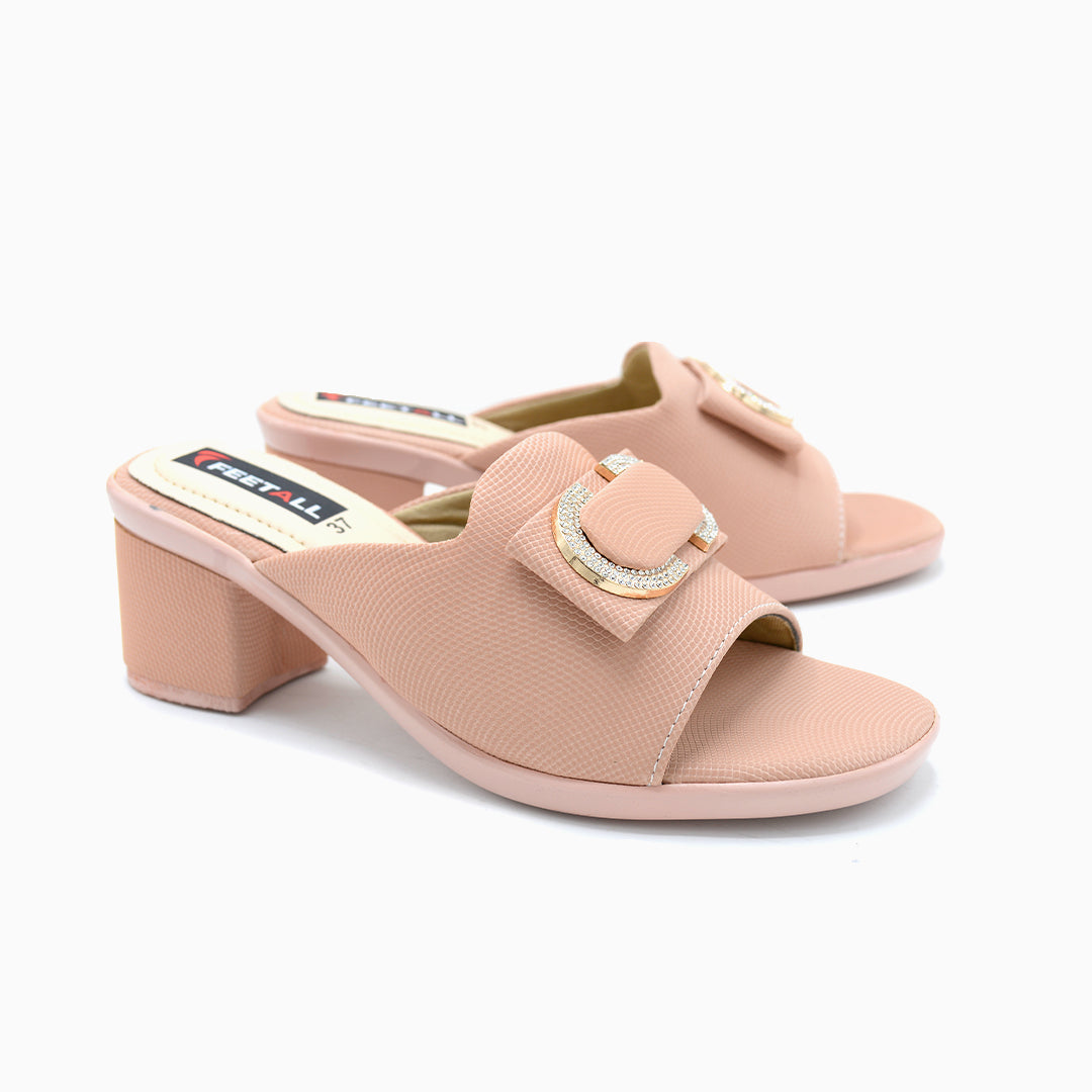 Buckle Detail Block Heel Slides