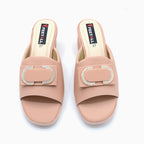 Buckle Detail Block Heel Slides