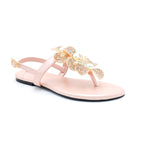 Blush Pink Embellished T-Strap Sandals