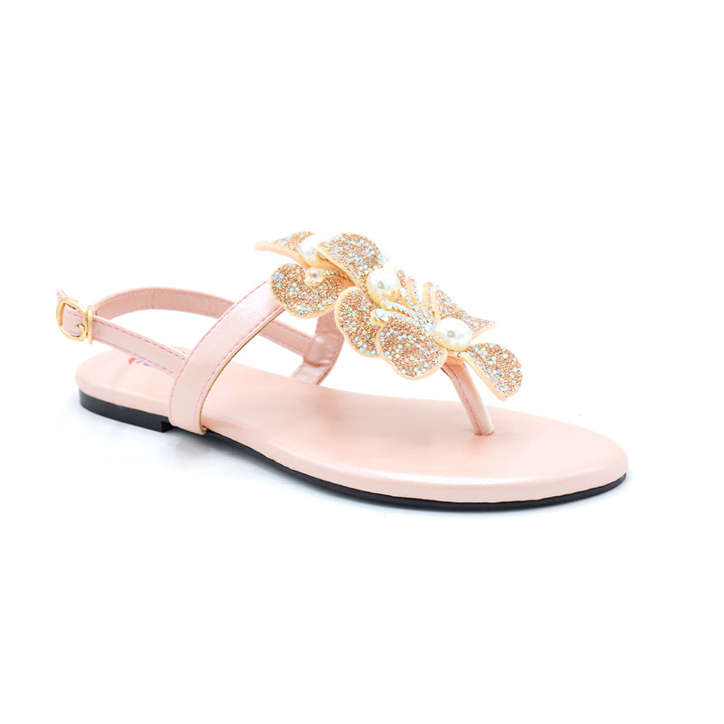 Blush Pink Embellished T-Strap Sandals