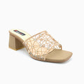 Elegant Mesh Strap Block Heel