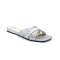Silver Shimmer Cross-Strap Flat Slides