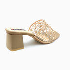 Elegant Mesh Strap Block Heel