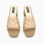 Elegant Mesh Strap Block Heel