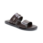 Dark Brown Open-Toe Slides