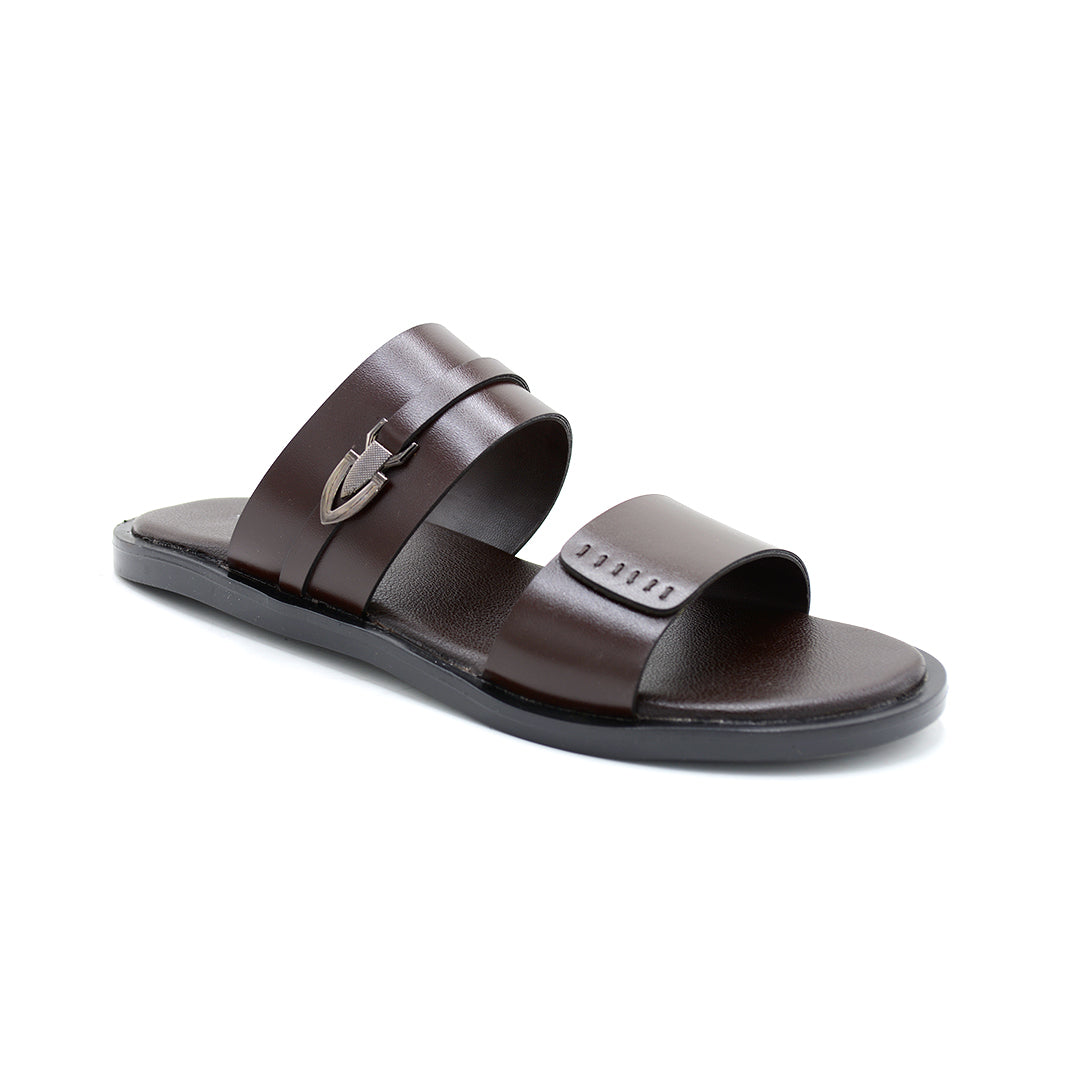 Dark Brown Open-Toe Slides