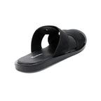 Black Suede H-Buckle Slide Sandals