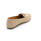 Beige Woven Bow Loafers