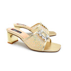 Crystal Buckle Block Heel Sandals