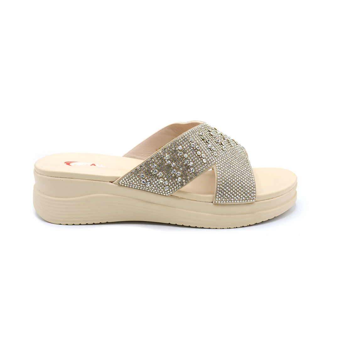 Crystal Cross Strap Platform Slides