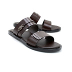 Dark Brown Open-Toe Slides
