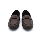 Dark Brown Woven Bow Loafers