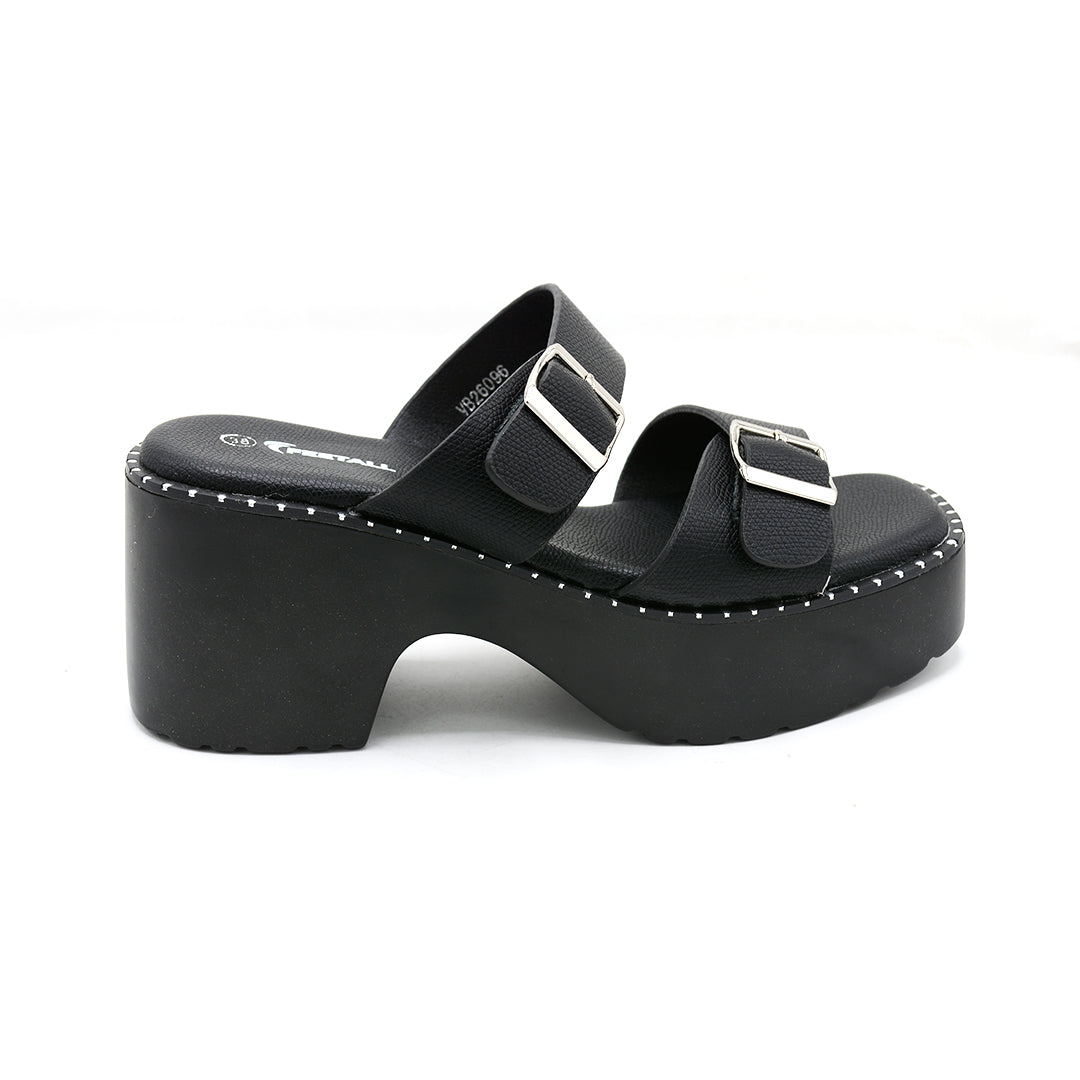 Double Buckle Platform Slide Sandals