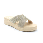Crystal Cross Strap Platform Slides