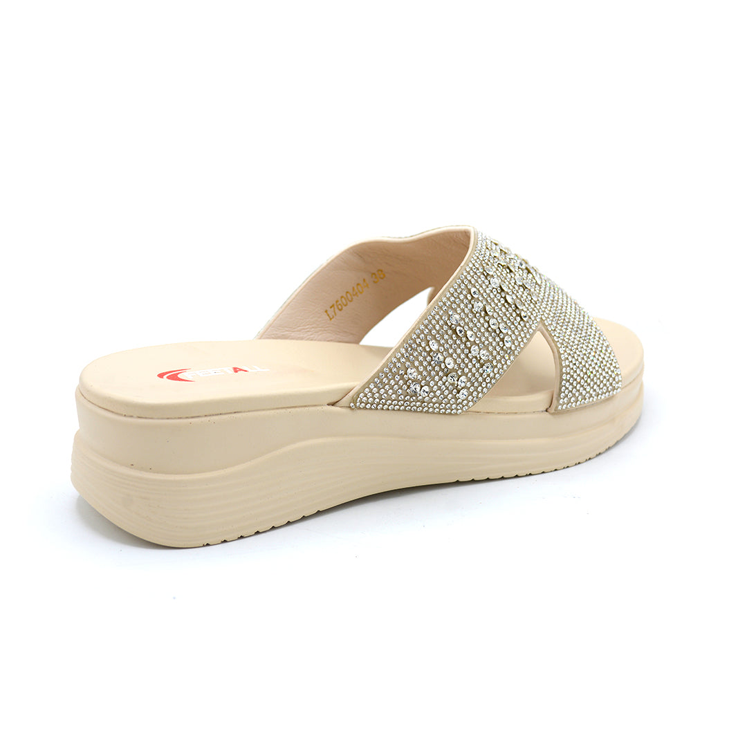 Crystal Cross Strap Platform Slides