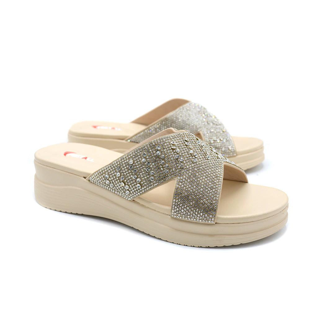 Crystal Cross Strap Platform Slides