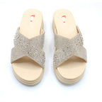 Crystal Cross Strap Platform Slides