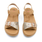Beige Buckle Strap Comfort Platform Sandal
