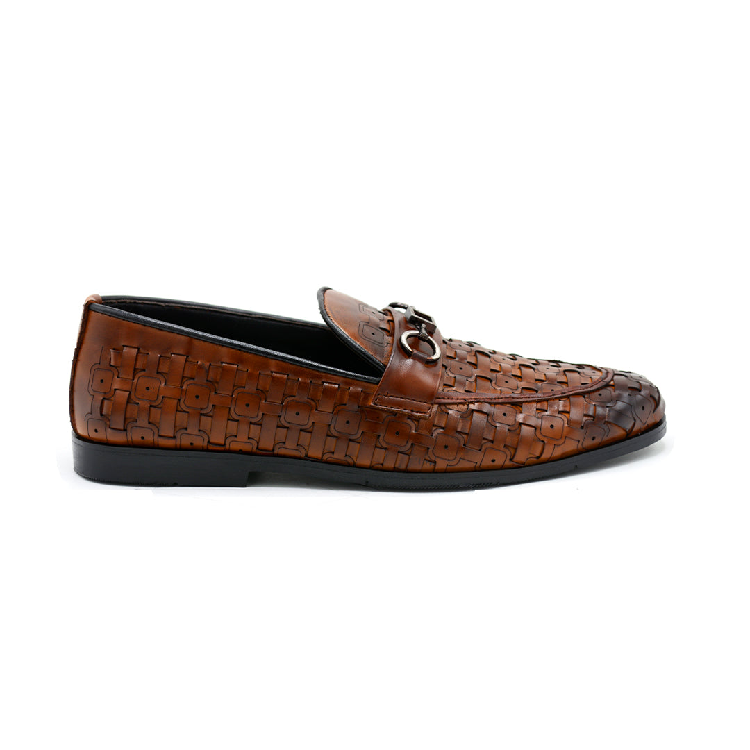 Woven Leather Bit Loafers