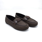 Dark Brown Woven Bow Loafers