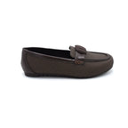 Dark Brown Woven Bow Loafers