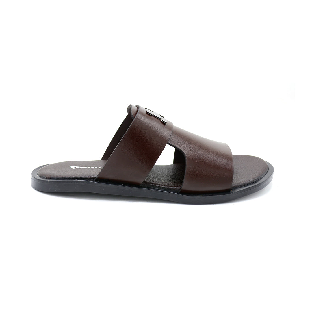 Dark Brown Open-Toe Slides