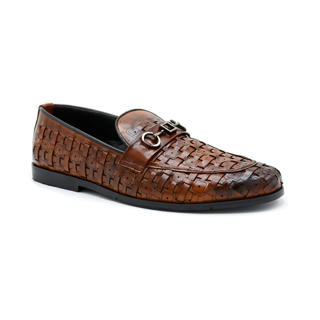 Woven Leather Bit Loafers