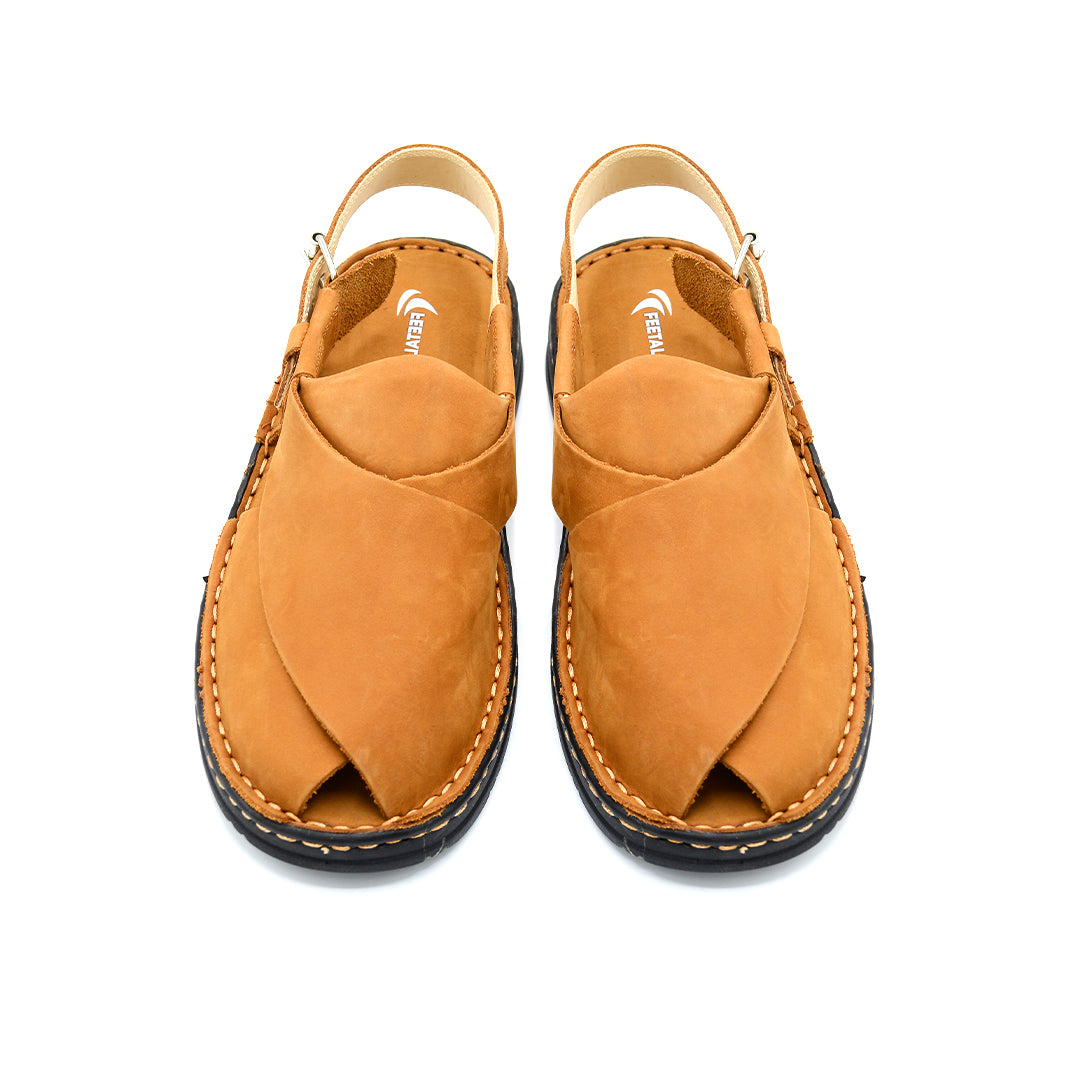 Tan Leather Closed-Toe Peshawari Chappal