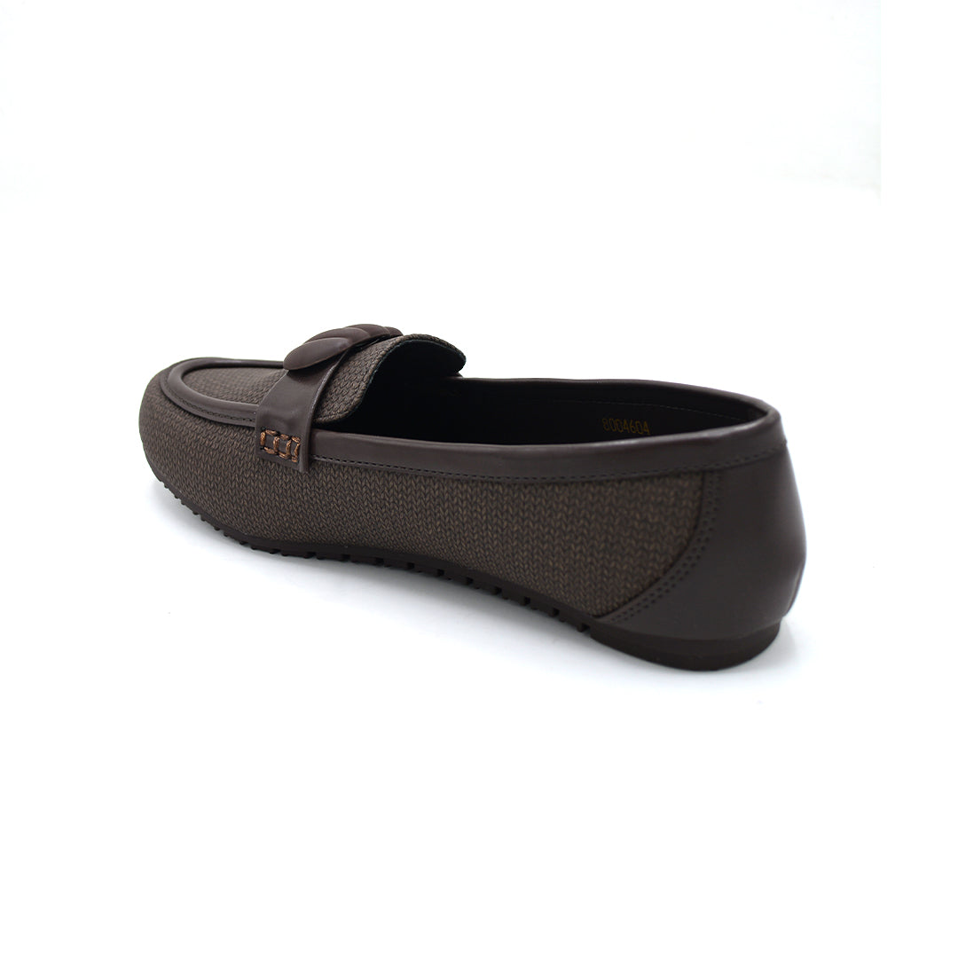 Dark Brown Woven Bow Loafers