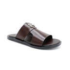 Dark Brown Open-Toe Slides