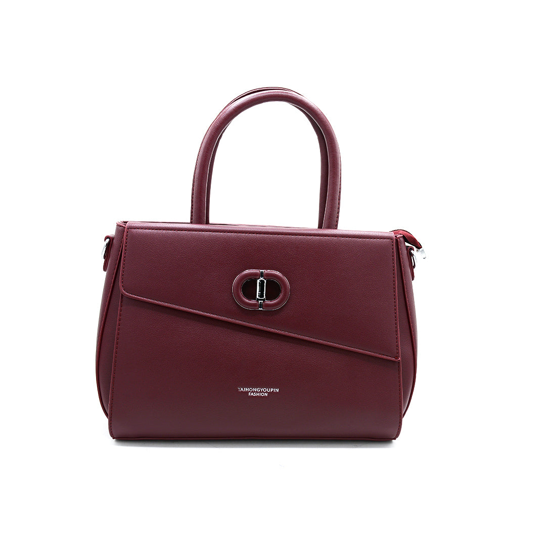Elegant Maroon Structured Shoulder Handbag
