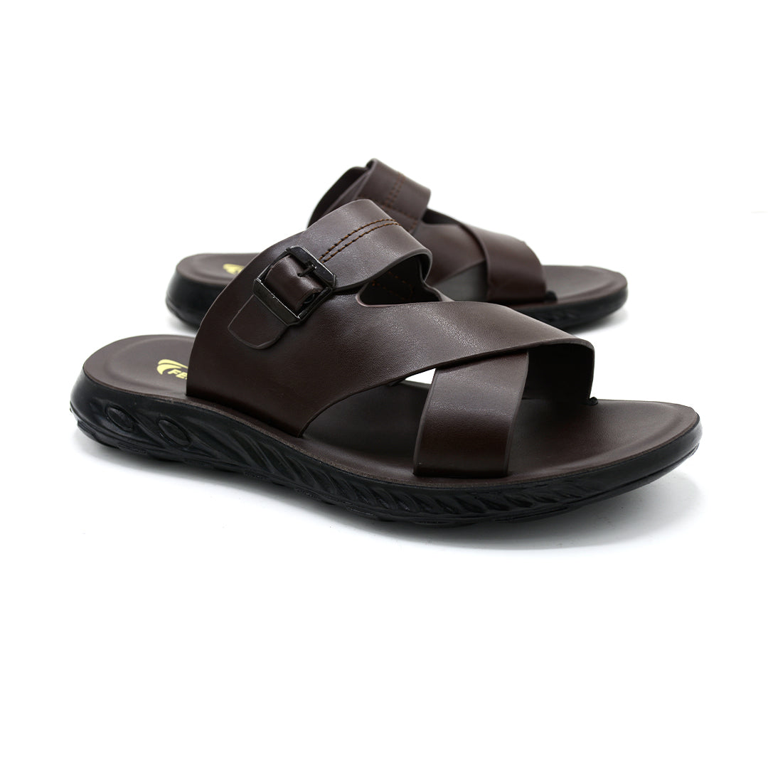 Cross Strap Buckle Comfort Slides