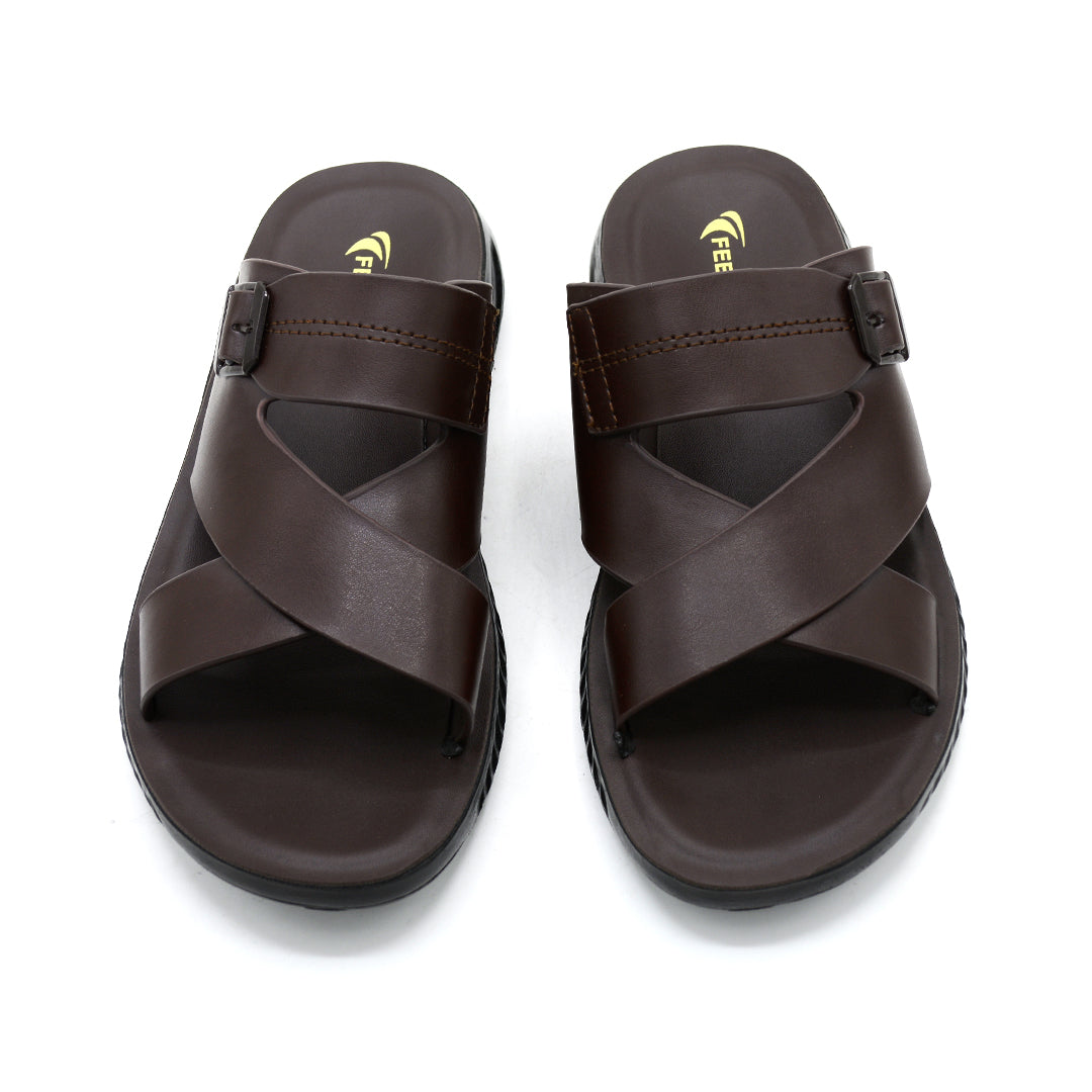 Cross Strap Buckle Comfort Slides