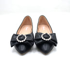 Sarah Pearl Bow Black Women’s Flat Shoes
